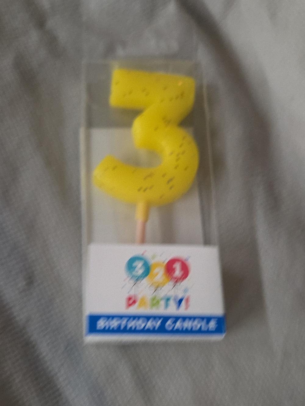 Party! Yellow Number 3 Birthday Candle - Unbranded